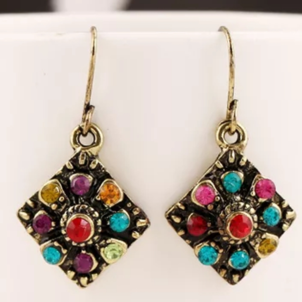 Multi Colored Rhinestone Earrings